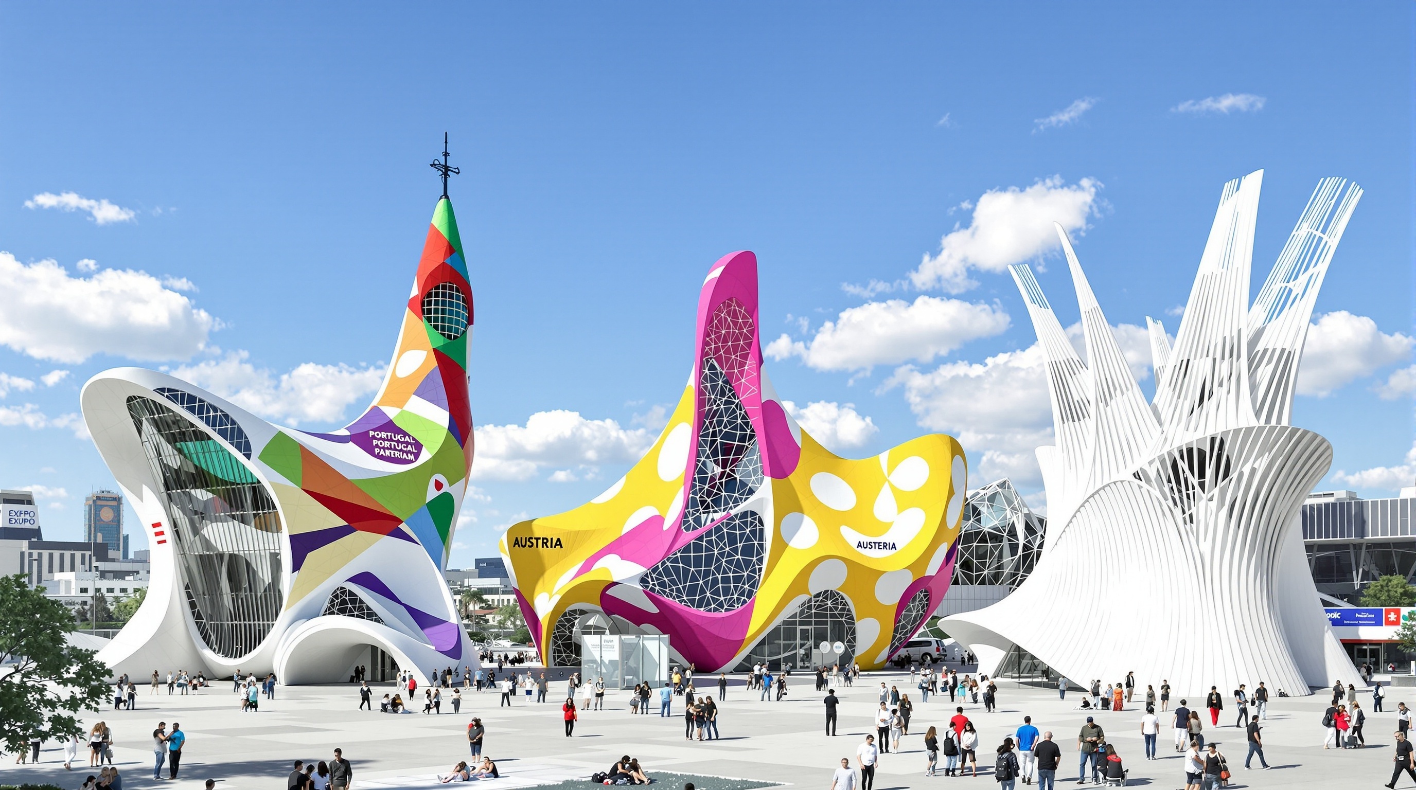 Various international pavilions